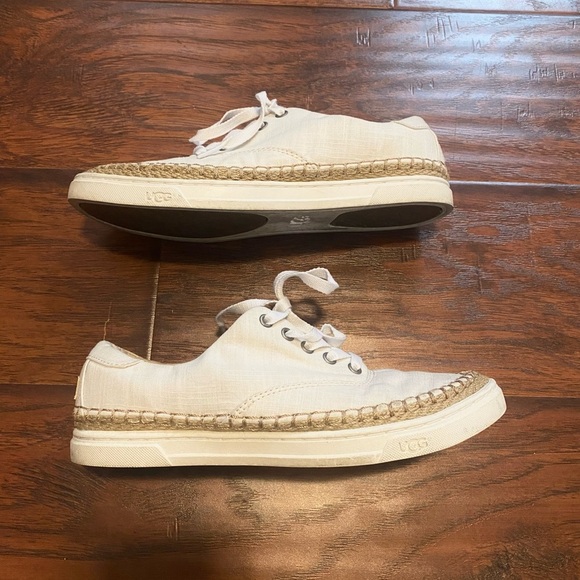 UGG Eyan ll white canvas jute sneakers size 7 - Picture 3 of 7